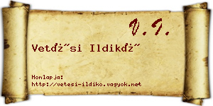 Vetési Ildikó névjegykártya